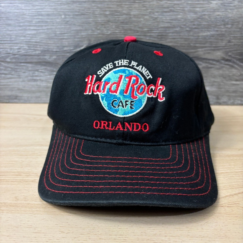 Vintage Hard Rock Cafe Hat Cap Snapback Black Orlando 90s
